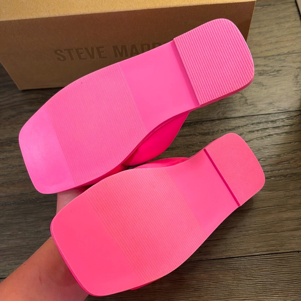NIB [Steve Madden] Dixie Slip-On Square Toe Slide Sandals in Pink Women's Sz 6 - Picture 8 of 12
